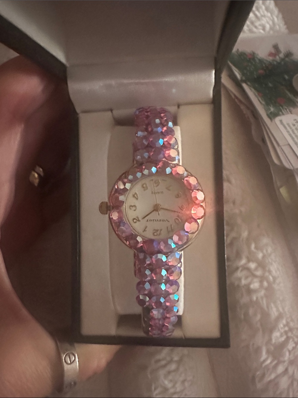 Vernier Pink Crystal Accent Watch Bracelet